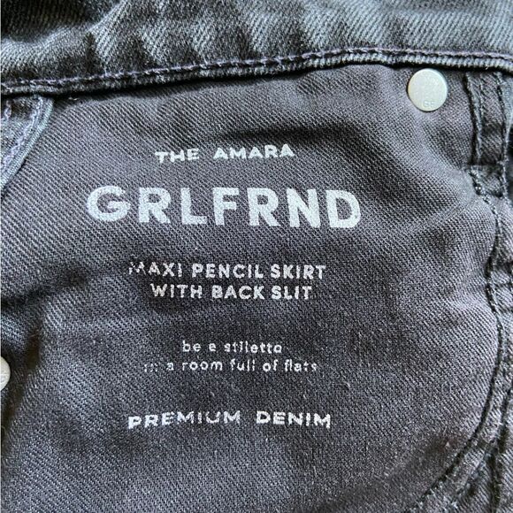 Grlfrnd The Amara Maxi Black Skirt Denim Pencil Size XS - Picture 9 of 10